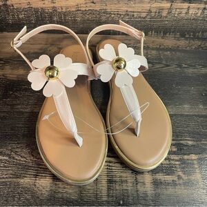 NWOT Kensie Women’s Pink Flower T-Strap Sandals Sz 6.5